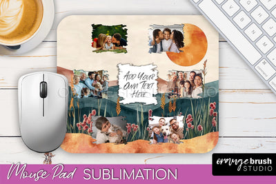 Photo Mouse Pad Sublimation, Boho Mouse Pad Picture Frame Sublimation OrangeBrushStudio 