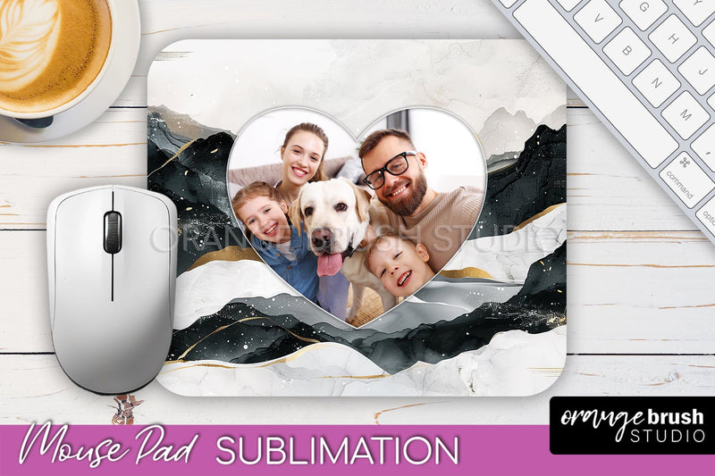 Photo Mouse Pad Sublimation, Boho Mouse Pad Picture Frame Sublimation OrangeBrushStudio 