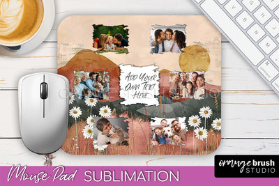 Photo Mouse Pad Sublimation, Boho Mouse Pad Picture Frame Sublimation OrangeBrushStudio 