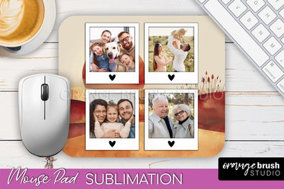 Photo Mouse Pad Sublimation, Boho Mouse Pad Picture Frame Sublimation OrangeBrushStudio 