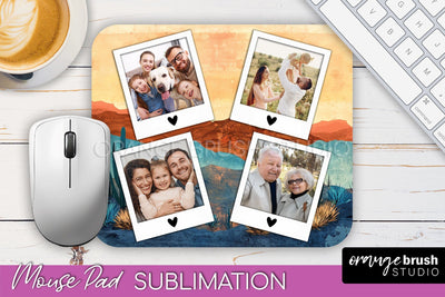 Photo Mouse Pad Sublimation, Boho Mouse Pad Picture Frame Sublimation OrangeBrushStudio 