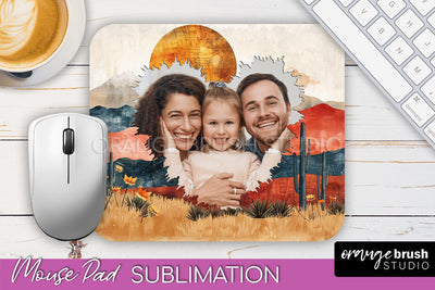 Photo Mouse Pad Sublimation, Boho Mouse Pad Picture Frame Sublimation OrangeBrushStudio 