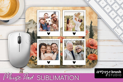 Photo Mouse Pad Sublimation, Boho Mouse Pad Picture Frame Sublimation OrangeBrushStudio 