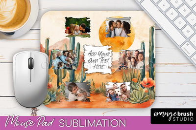 Photo Mouse Pad Sublimation, Boho Mouse Pad Picture Frame Sublimation OrangeBrushStudio 