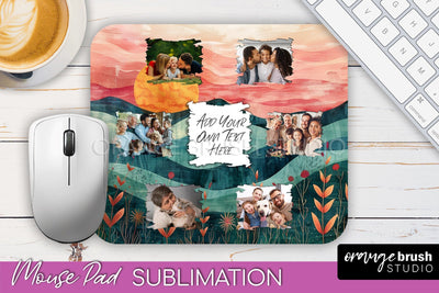 Photo Mouse Pad Sublimation, Boho Mouse Pad Picture Frame Sublimation OrangeBrushStudio 