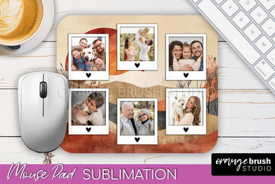 Photo Mouse Pad Sublimation, Boho Mouse Pad Picture Frame Sublimation OrangeBrushStudio 