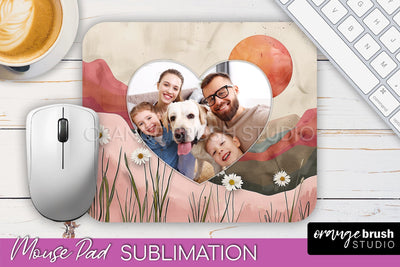 Photo Mouse Pad Sublimation, Boho Mouse Pad Picture Frame Sublimation OrangeBrushStudio 