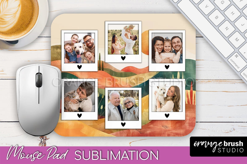 Photo Mouse Pad Sublimation, Boho Mouse Pad Picture Frame Sublimation OrangeBrushStudio 