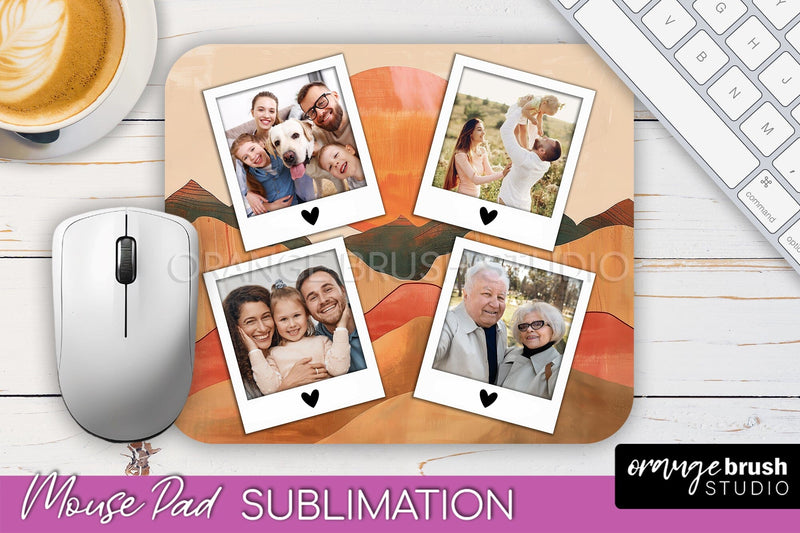 Photo Mouse Pad Sublimation, Boho Mouse Pad Picture Frame Sublimation OrangeBrushStudio 