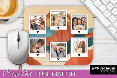 Photo Mouse Pad Sublimation, Boho Mouse Pad Picture Frame Sublimation OrangeBrushStudio 