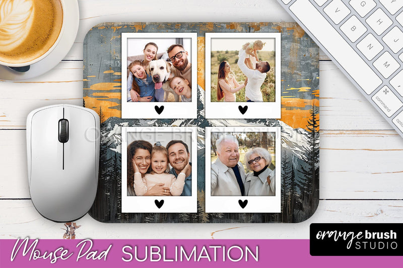 Photo Mouse Pad Sublimation, Boho Mouse Pad Picture Frame Sublimation OrangeBrushStudio 