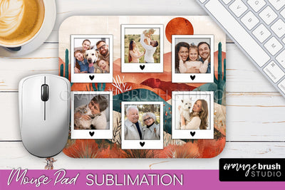 Photo Mouse Pad Sublimation, Boho Mouse Pad Picture Frame Sublimation OrangeBrushStudio 