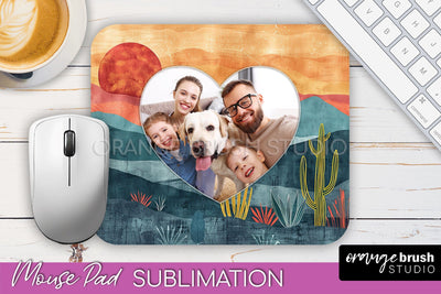 Photo Mouse Pad Sublimation, Boho Mouse Pad Picture Frame Sublimation OrangeBrushStudio 