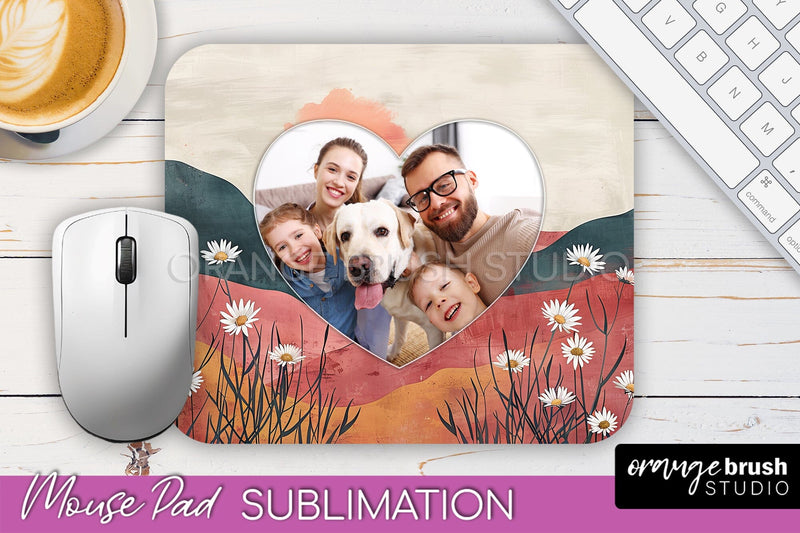 Photo Mouse Pad Sublimation, Boho Mouse Pad Picture Frame Sublimation OrangeBrushStudio 