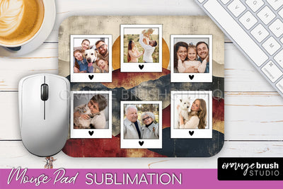 Photo Mouse Pad Sublimation, Boho Mouse Pad Picture Frame Sublimation OrangeBrushStudio 