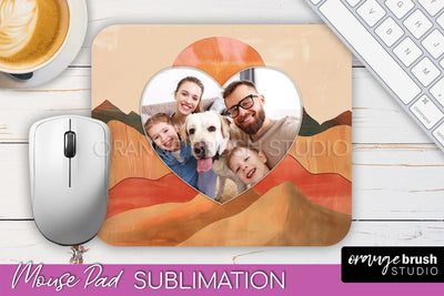 Photo Mouse Pad Sublimation, Boho Mouse Pad Picture Frame Sublimation OrangeBrushStudio 