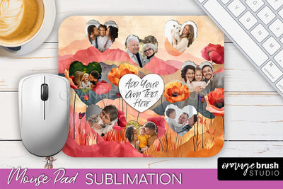 Photo Mouse Pad Sublimation, Boho Mouse Pad Picture Frame Sublimation OrangeBrushStudio 