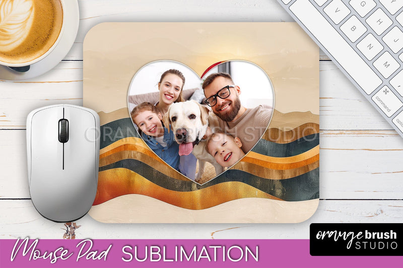 Photo Mouse Pad Sublimation, Boho Mouse Pad Picture Frame Sublimation OrangeBrushStudio 