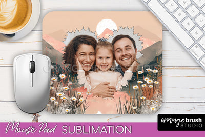 Photo Mouse Pad Sublimation, Boho Mouse Pad Picture Frame Sublimation OrangeBrushStudio 