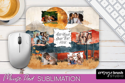 Photo Mouse Pad Sublimation, Boho Mouse Pad Picture Frame Sublimation OrangeBrushStudio 