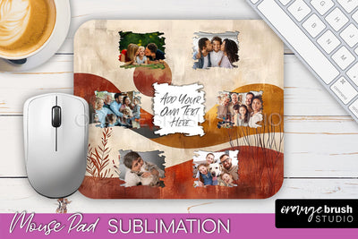 Photo Mouse Pad Sublimation, Boho Mouse Pad Picture Frame Sublimation OrangeBrushStudio 