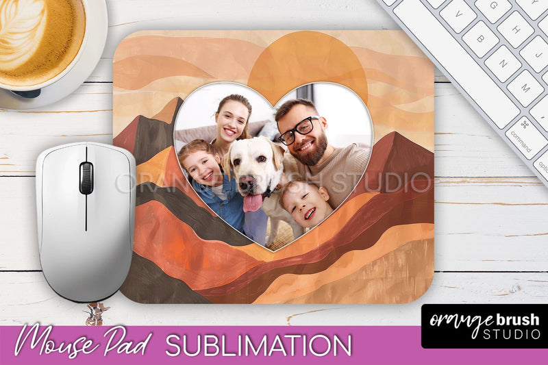 Photo Mouse Pad Sublimation, Boho Mouse Pad Picture Frame Sublimation OrangeBrushStudio 