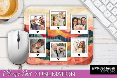 Photo Mouse Pad Sublimation, Boho Mouse Pad Picture Frame Sublimation OrangeBrushStudio 