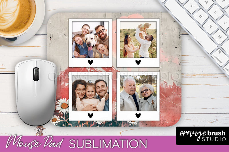 Photo Mouse Pad Sublimation, Boho Mouse Pad Picture Frame Sublimation OrangeBrushStudio 