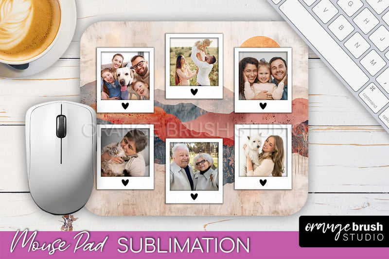 Photo Mouse Pad Sublimation, Boho Mouse Pad Picture Frame Sublimation OrangeBrushStudio 