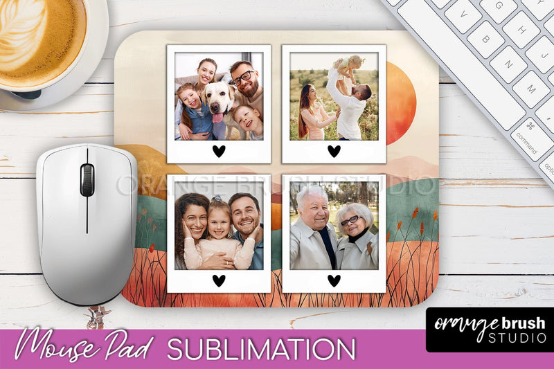 Photo Mouse Pad Sublimation, Boho Mouse Pad Picture Frame Sublimation OrangeBrushStudio 