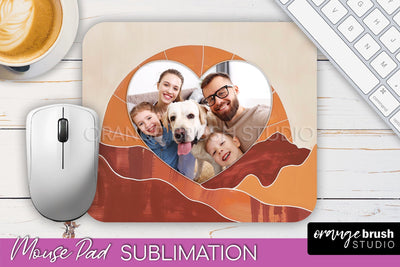 Photo Mouse Pad Sublimation, Boho Mouse Pad Picture Frame Sublimation OrangeBrushStudio 
