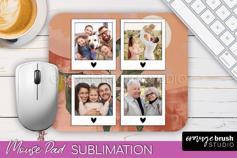 Photo Mouse Pad Sublimation, Boho Mouse Pad Picture Frame Sublimation OrangeBrushStudio 