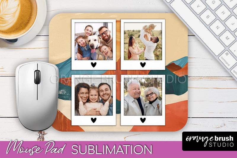 Photo Mouse Pad Sublimation, Boho Mouse Pad Picture Frame Sublimation OrangeBrushStudio 