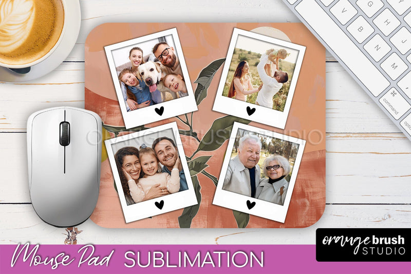 Photo Mouse Pad Sublimation, Boho Mouse Pad Picture Frame Sublimation OrangeBrushStudio 