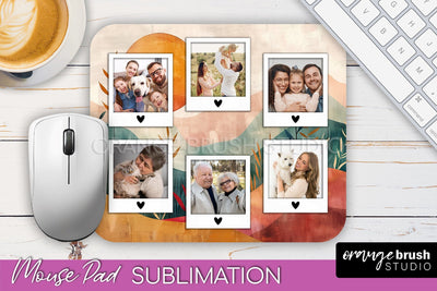 Photo Mouse Pad Sublimation, Boho Mouse Pad Picture Frame Sublimation OrangeBrushStudio 