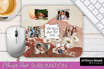 Photo Mouse Pad Sublimation, Boho Mouse Pad Picture Frame Sublimation OrangeBrushStudio 