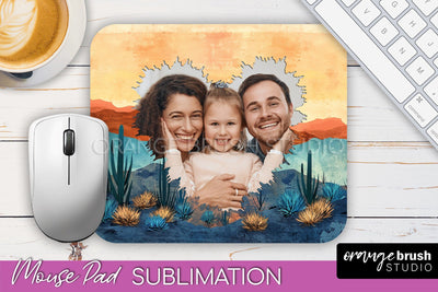 Photo Mouse Pad Sublimation, Boho Mouse Pad Picture Frame Sublimation OrangeBrushStudio 
