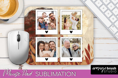 Photo Mouse Pad Sublimation, Boho Mouse Pad Picture Frame Sublimation OrangeBrushStudio 