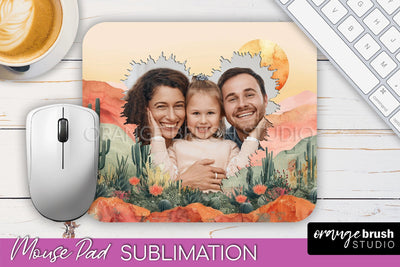 Photo Mouse Pad Sublimation, Boho Mouse Pad Picture Frame Sublimation OrangeBrushStudio 
