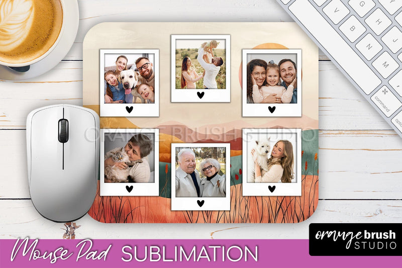 Photo Mouse Pad Sublimation, Boho Mouse Pad Picture Frame Sublimation OrangeBrushStudio 