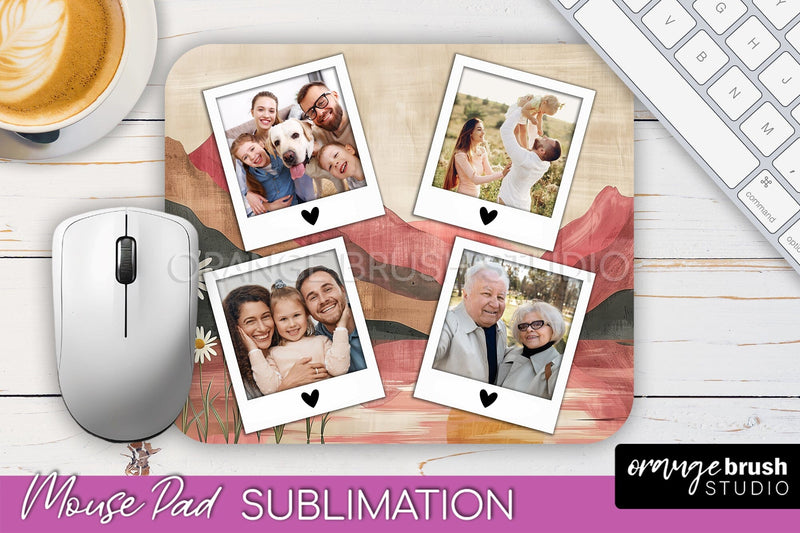 Photo Mouse Pad Sublimation, Boho Mouse Pad Picture Frame Sublimation OrangeBrushStudio 