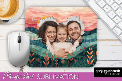 Photo Mouse Pad Sublimation, Boho Mouse Pad Picture Frame Sublimation OrangeBrushStudio 