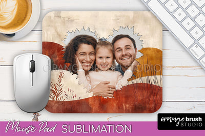 Photo Mouse Pad Sublimation, Boho Mouse Pad Picture Frame Sublimation OrangeBrushStudio 
