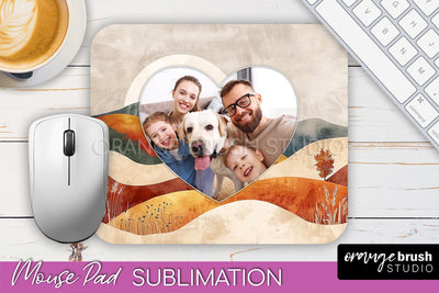 Photo Mouse Pad Sublimation, Boho Mouse Pad Picture Frame Sublimation OrangeBrushStudio 