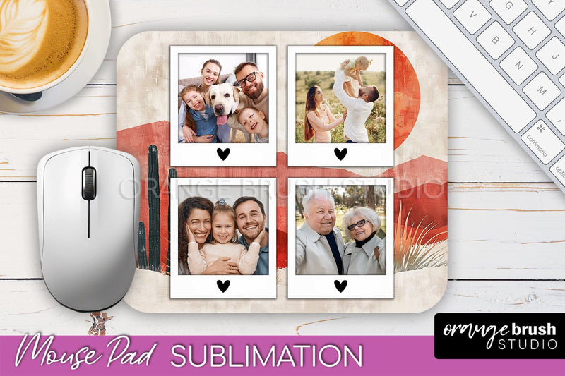 Photo Mouse Pad Sublimation, Boho Mouse Pad Picture Frame Sublimation OrangeBrushStudio 