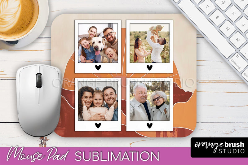 Photo Mouse Pad Sublimation, Boho Mouse Pad Picture Frame Sublimation OrangeBrushStudio 