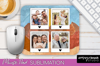 Photo Mouse Pad Sublimation, Boho Mouse Pad Picture Frame Sublimation OrangeBrushStudio 