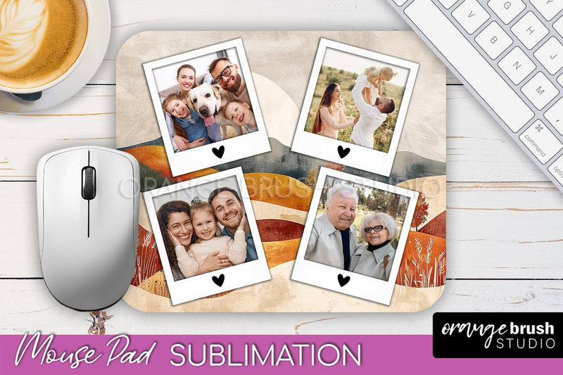 Photo Mouse Pad Sublimation, Boho Mouse Pad Picture Frame Sublimation OrangeBrushStudio 