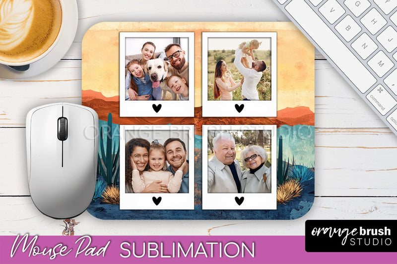 Photo Mouse Pad Sublimation, Boho Mouse Pad Picture Frame Sublimation OrangeBrushStudio 