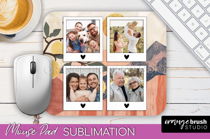 Photo Mouse Pad Sublimation, Boho Mouse Pad Picture Frame Sublimation OrangeBrushStudio 